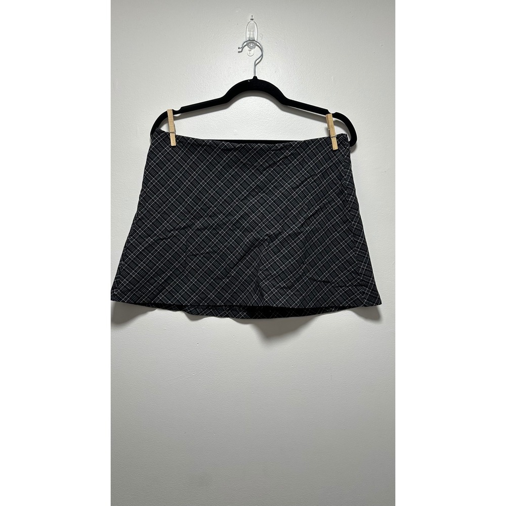 Garage Black White Plaid Mini Skirt Y2K A-Line Stretch Size Large